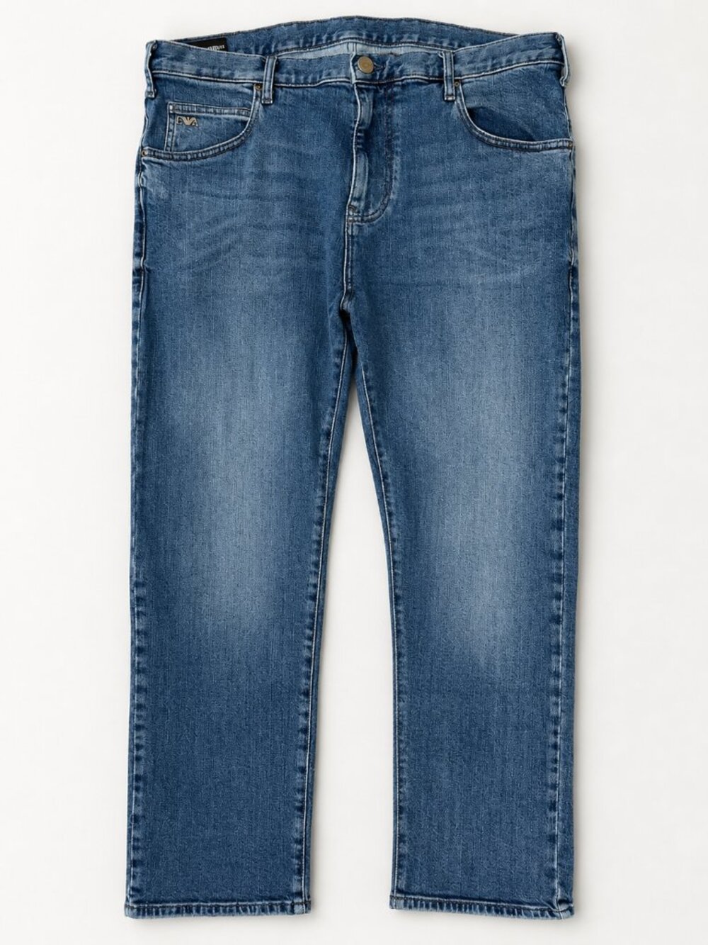 Emporio Armani Straight-Leg Blue Jeans Size 38 Metal logo